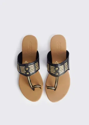 Black Multi Braid Kolhapuri With Nude Base By Sole House
