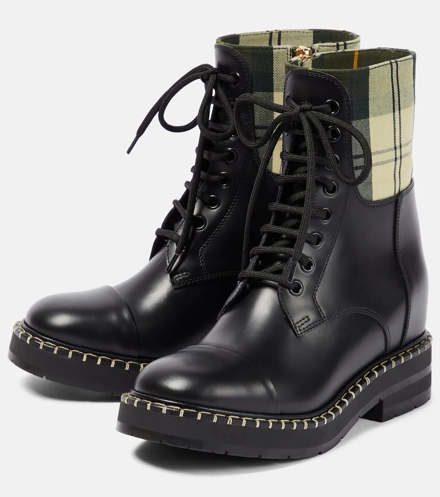 Chloe x Barbour lace-up leather ankle boots