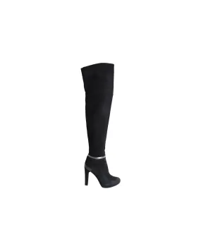 Fendi Over-the-Knee Heeled Boots in Black Suede