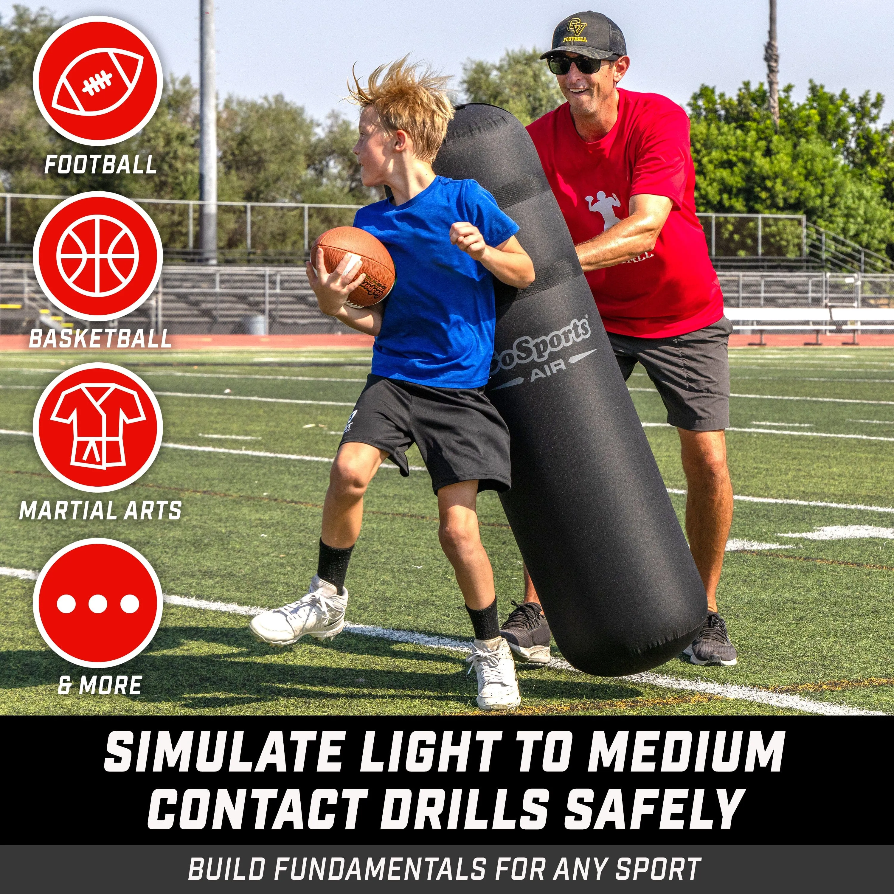 GoSports Inflatable Football Tackling Dummy - Blocking Pad Training Equipment for Football Practice - 4.25 ft Tall