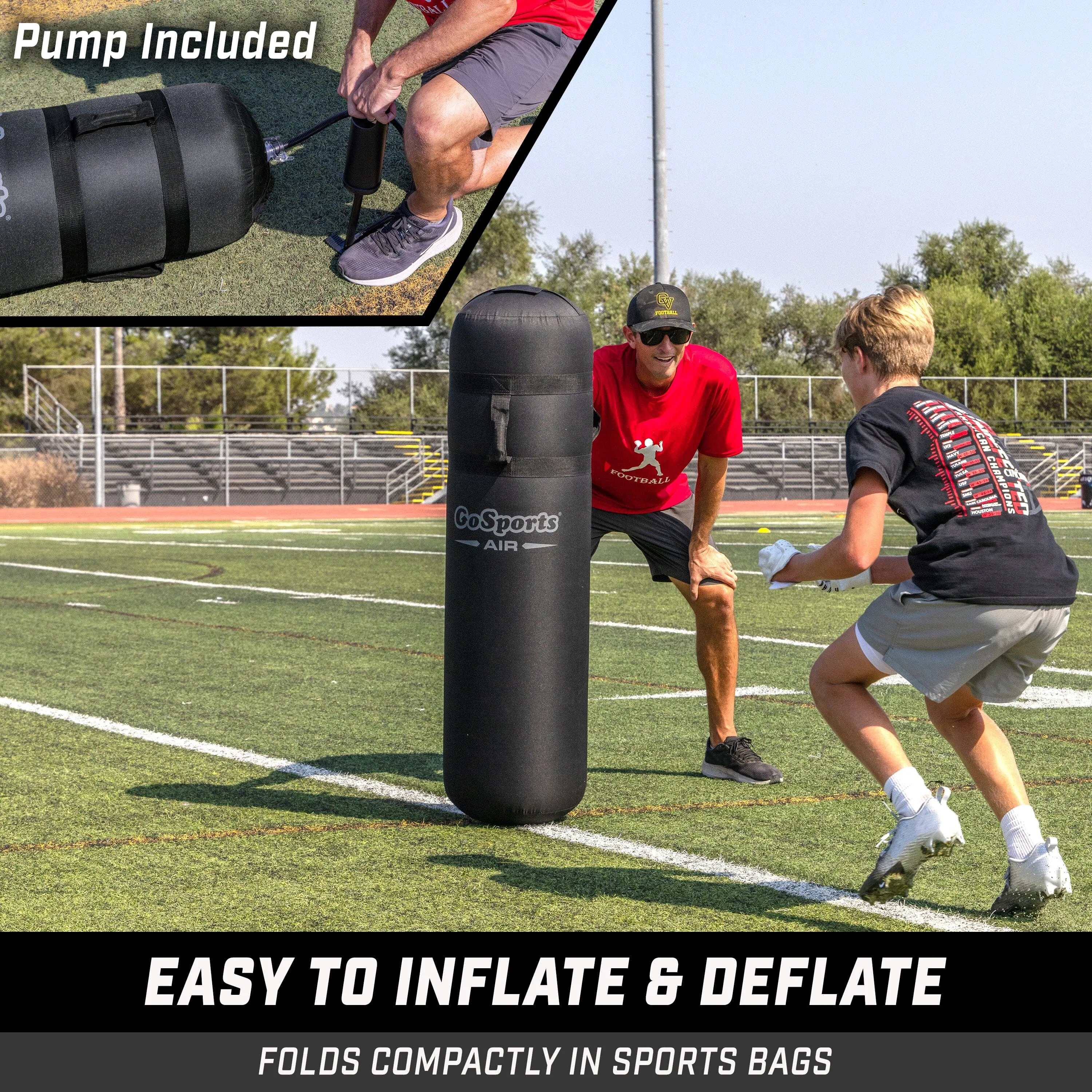 GoSports Inflatable Football Tackling Dummy - Blocking Pad Training Equipment for Football Practice - 4.25 ft Tall