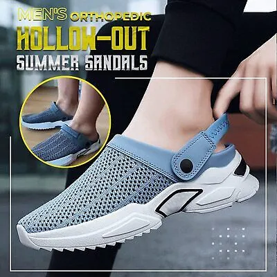 Men's Orthopedic Hollow-Out Summer Sandals Mesh Slippers Anti-Slip Sandals