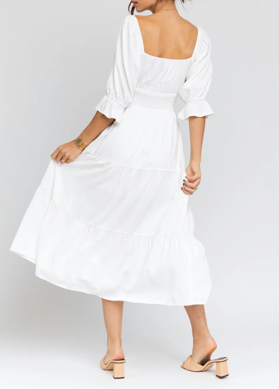 Peasant Tier Midi Dress