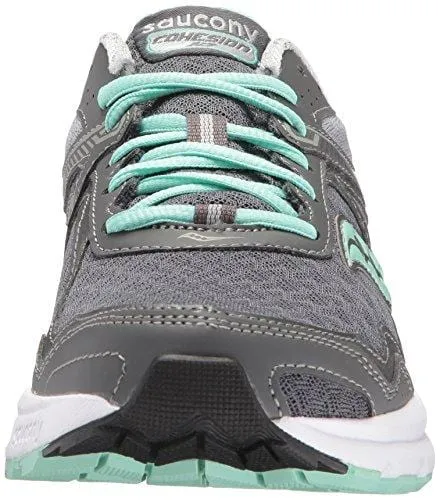 Saucony Women's Cohesion 10 Running Shoe, Grey/Mint, 7.5 M US