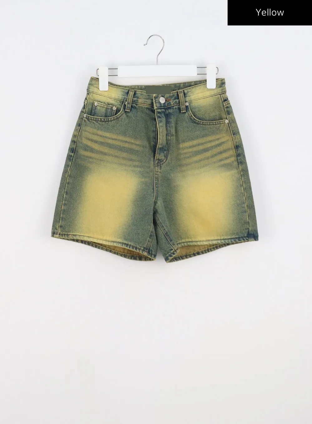 Yellow Wash Denim Shorts CA328